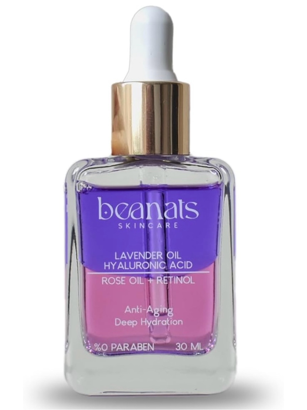 Beanats Anti-Aging Dual Serum Hyaluronic Acid Retinol Lavender Oil Rose Oil NEW